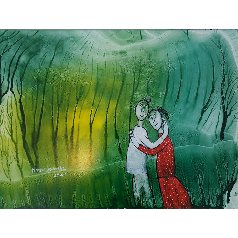 SZAFIROWA OPOWIEŚĆ(2022) 40cmx50cm Janusz Klementyna