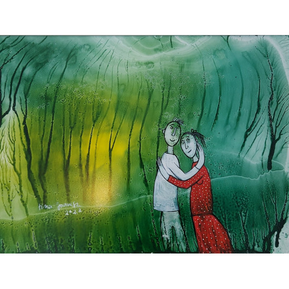 SZAFIROWA OPOWIEŚĆ(2022) 40cmx50cm Janusz Klementyna