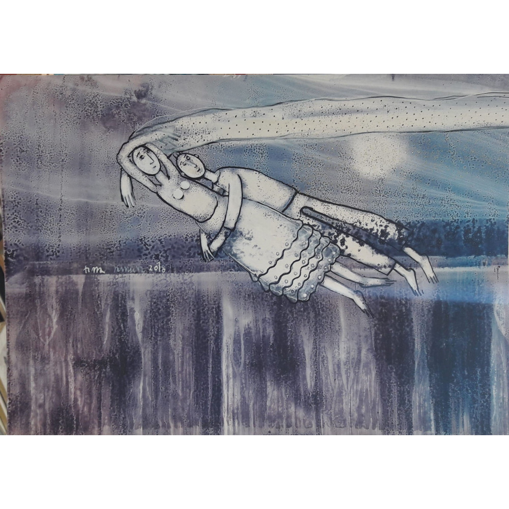 Ślubna para w błękitach Janusz Klementyna