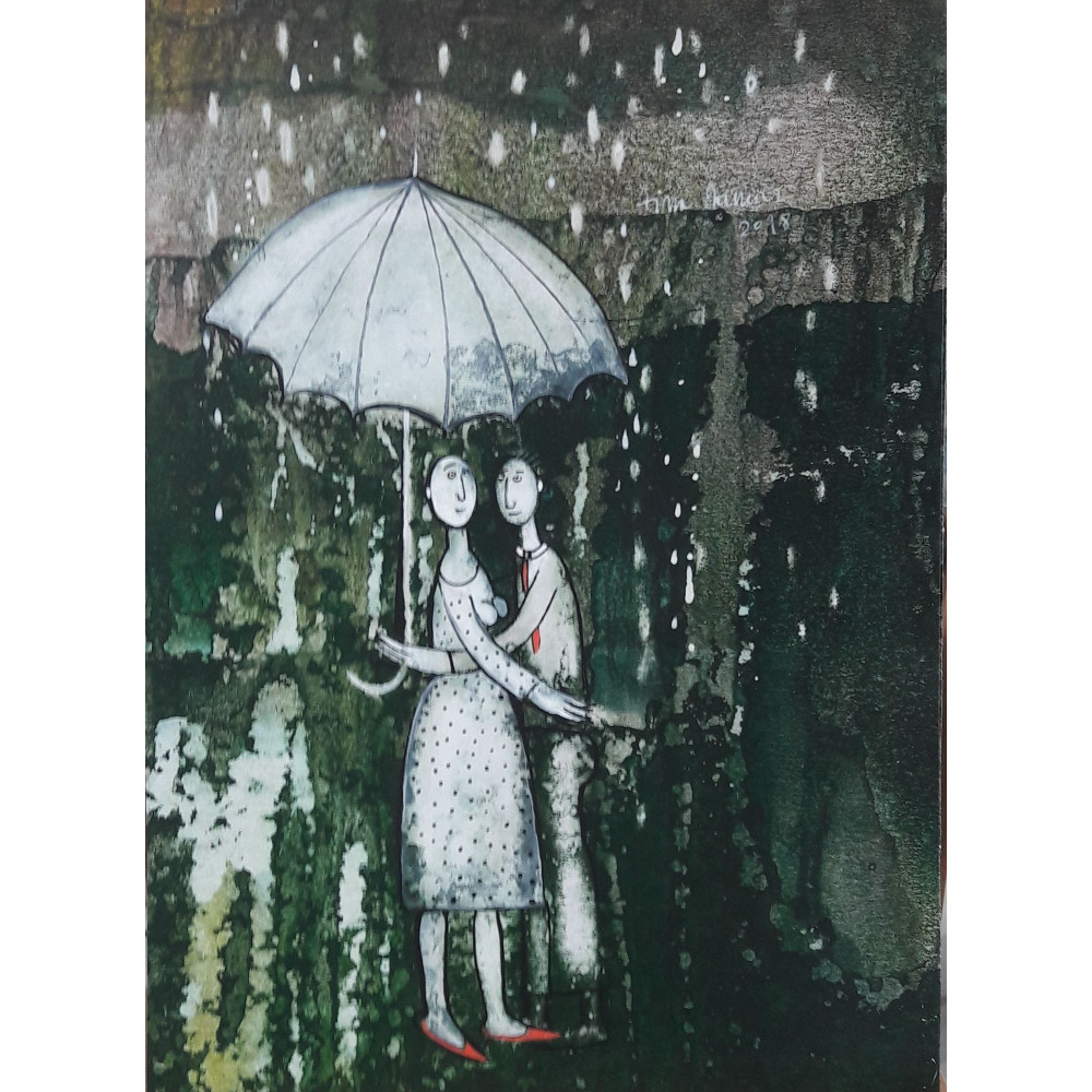 Para pod parasolem (w czerwonych butach) Janusz Klementyna