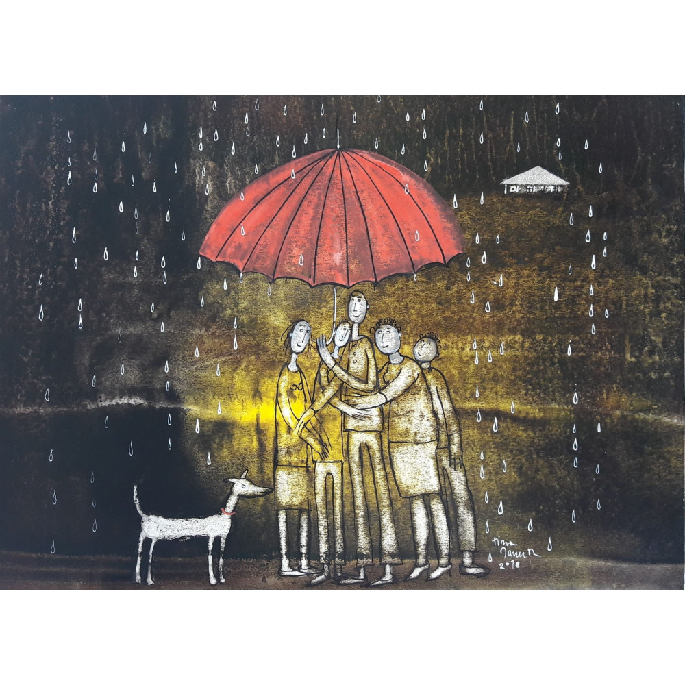 Rodzina pod czerwonym parasolem Janusz Klementyna