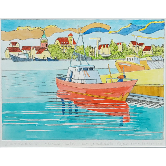 Jastarnia, Czerwony Kuter_Akwarela _40×50cm