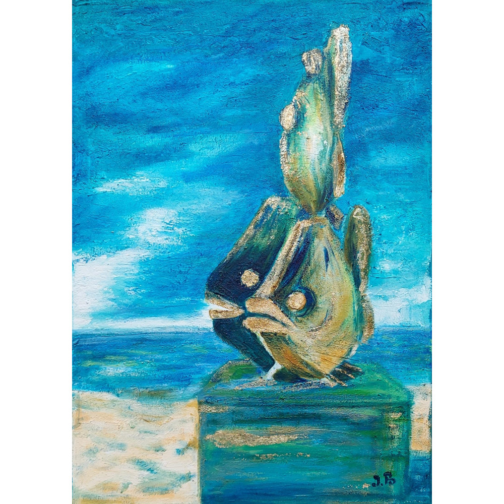 GDYŃSKIE RYBKI II (2023) 70×50cm - AKRYL NA PŁÓTNIE