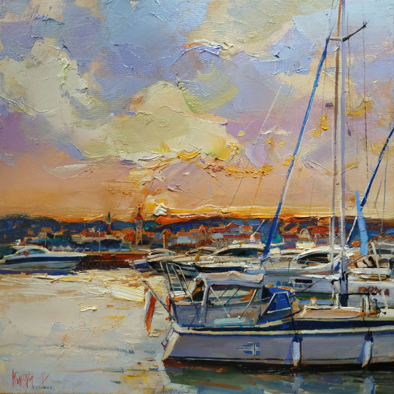 Zachód słońca 2023,40x40cm - olej na płótnie