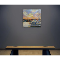 Zachód słońca 2023,40x40cm - olej na płótnie