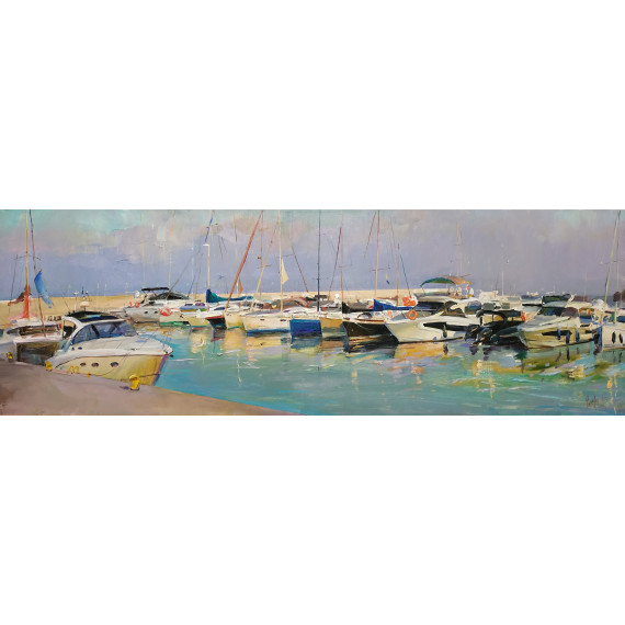 Wieczorna cisza 40x120cm, 2023 - olej na płótnie