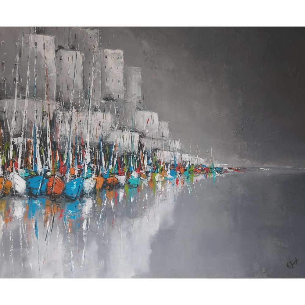 Tytuł Marina wieczorem 2024 o wymiarach 100x120cm obraz wykonany w technice Akryl na płótnie