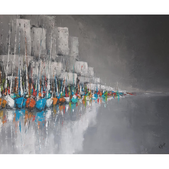 Tytuł Marina wieczorem 2024 o wymiarach 100x120cm obraz wykonany w technice Akryl na płótnie