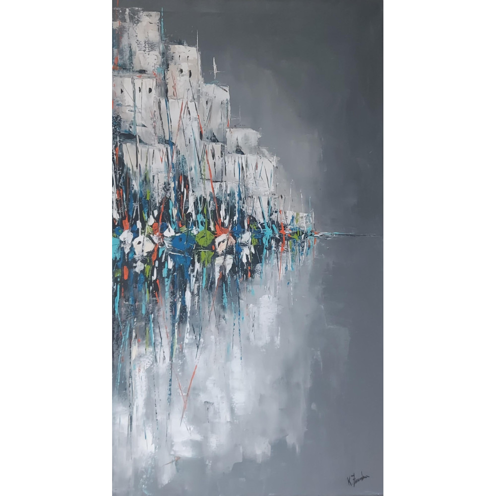 Marina w wieczornych szarościach (2024) o wymiarach 90x50cm