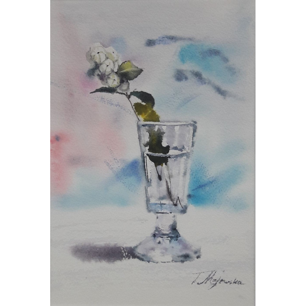 Śnieguliczka biała w kieliszku,28×19cm/z passpartou 38×28cm Majewska Tatiana