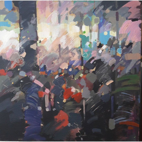 Juriewicz Jacek Tytuł        "Świątycznia iluzji"
Technika    olej na płótnie
Wymiary    100×100cm Abstrakcja