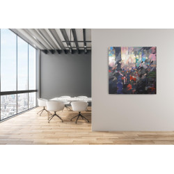 Abstrakcja- Świątynia iluzji - 100x100 cm olej na płótnie