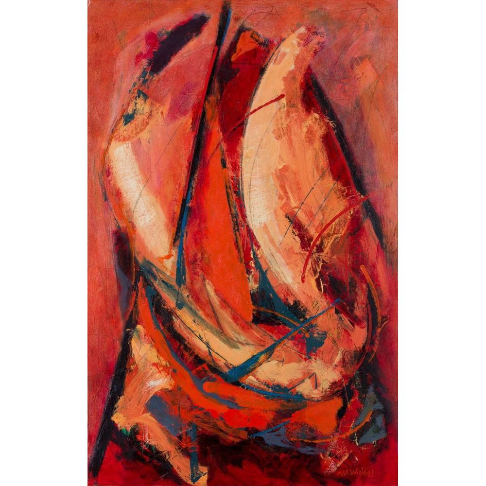 Kompozycja (2019) Wróbel Marek Obraz olejny o wymiarach 70x110 cm.