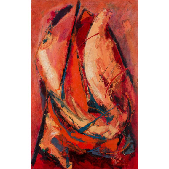 Kompozycja (2019) Wróbel Marek Obraz olejny o wymiarach 70x110 cm.