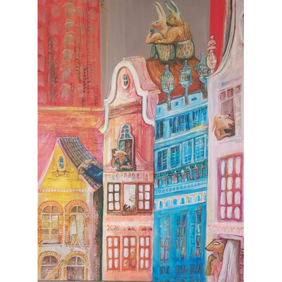 Kolorowa Abstrakcja Gdańskie kamieniczki 2024 o wymiarach 80×60cm