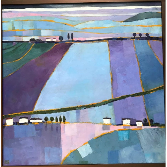 Niebieskie pola Przybyła Ewa  Olej na płótnie o wymiarach 80x80 cm