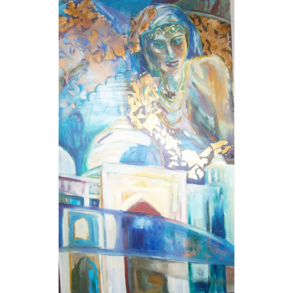 Olej na płótnie zatytułowany Hinduska autorstwa Borcz Anna. Wymiary 180cmx100cm