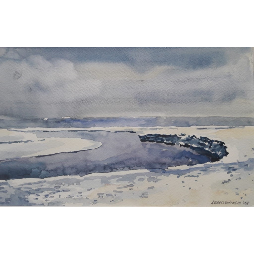 Pejzaż morski, zimowy,30×40cm. Bełczykowski Artur