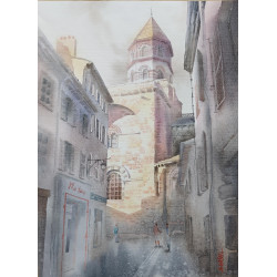 BRIOUDE,BAZYLIKA SANT- JULIEN (2017) 56×40cm AKWARELA