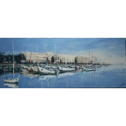 Gdyńska Marina 40x100 cm - Akryl na płótnie |  Kinga Żórańska﻿