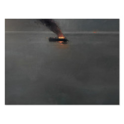 Pożar na Morzu 100x130 cm - Obraz olejny | Wojciech Woźniak﻿