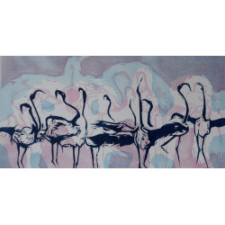 Pastelowa monotypia z flamingami "Narada" o wymiarach 50x70cm