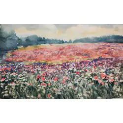 Łąka Boże Pole Wielkie - 70x50 cm Akwarela | Artur Bełczykowski﻿