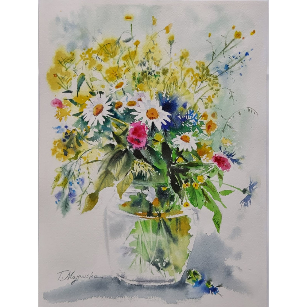 Polny bukiet,30×22/z passpartou 40×32cm Majewska Tatiana
