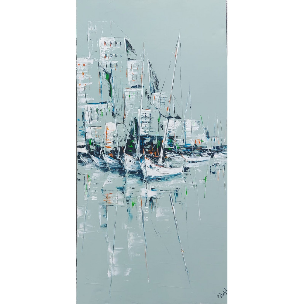 Marina w oliwkowych barwach 100×50cm Żórańska Kinga