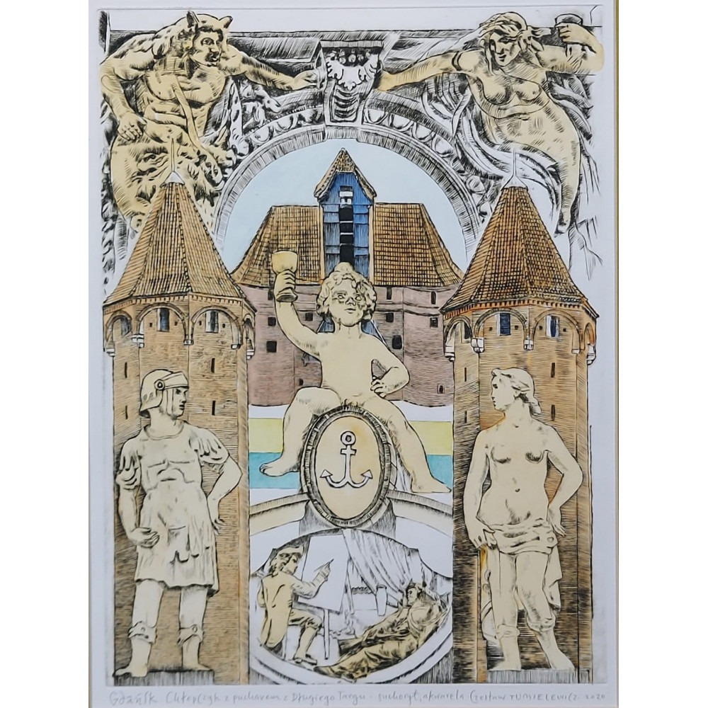 Gdańsk. Chłopczyk z pucharem z Długiego Targu Tumielewicz Czesław