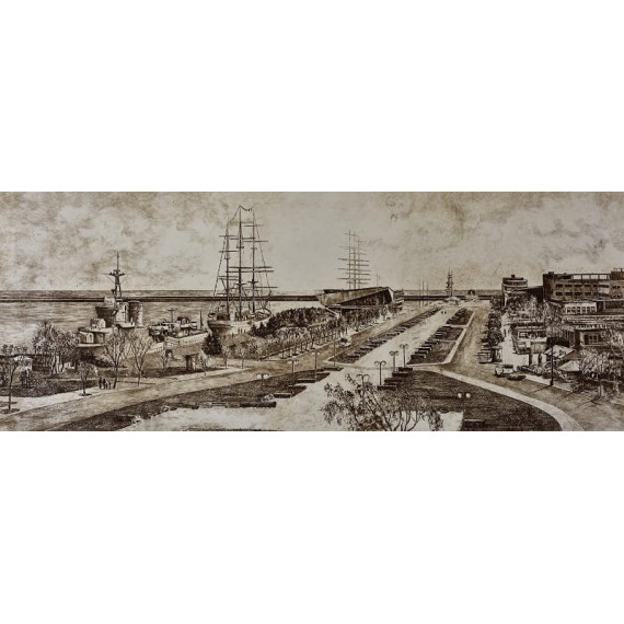 Gdynia - Panorama Skweru Kościuszki,46×90cm. Górecki Wojciech