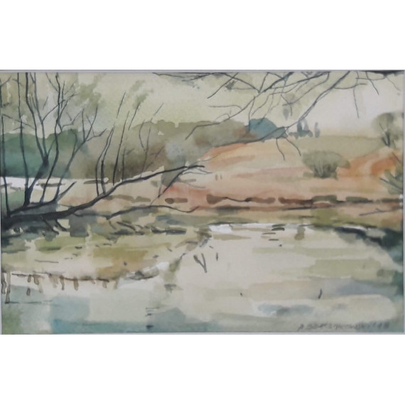 Pejzaż (oliwkowy),24×30cm. Bełczykowski Artur