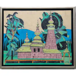 Cerkiew grekokatolicka w Kwiatoniu (2019) 45×55cm | Czesław Tumielewicz