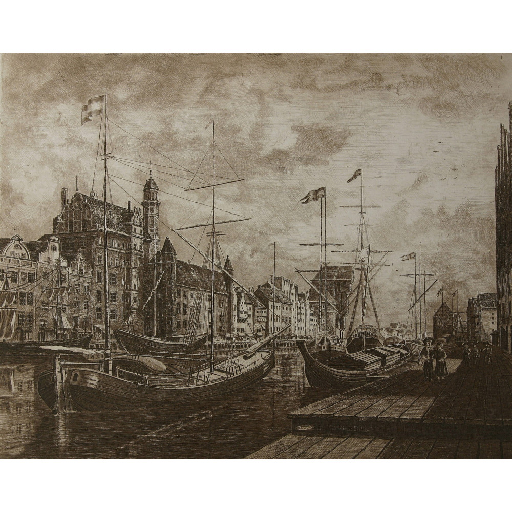 Przystań nad Motławą,6070cm Górecki Wojciech