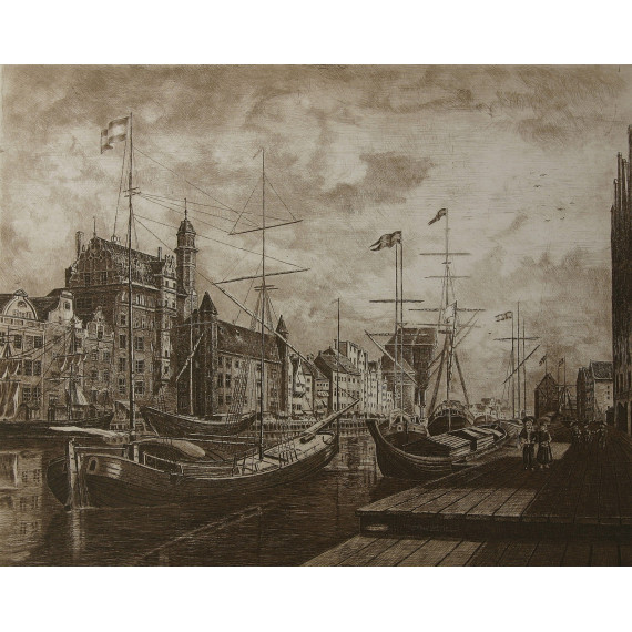 Przystań nad Motławą,6070cm Górecki Wojciech