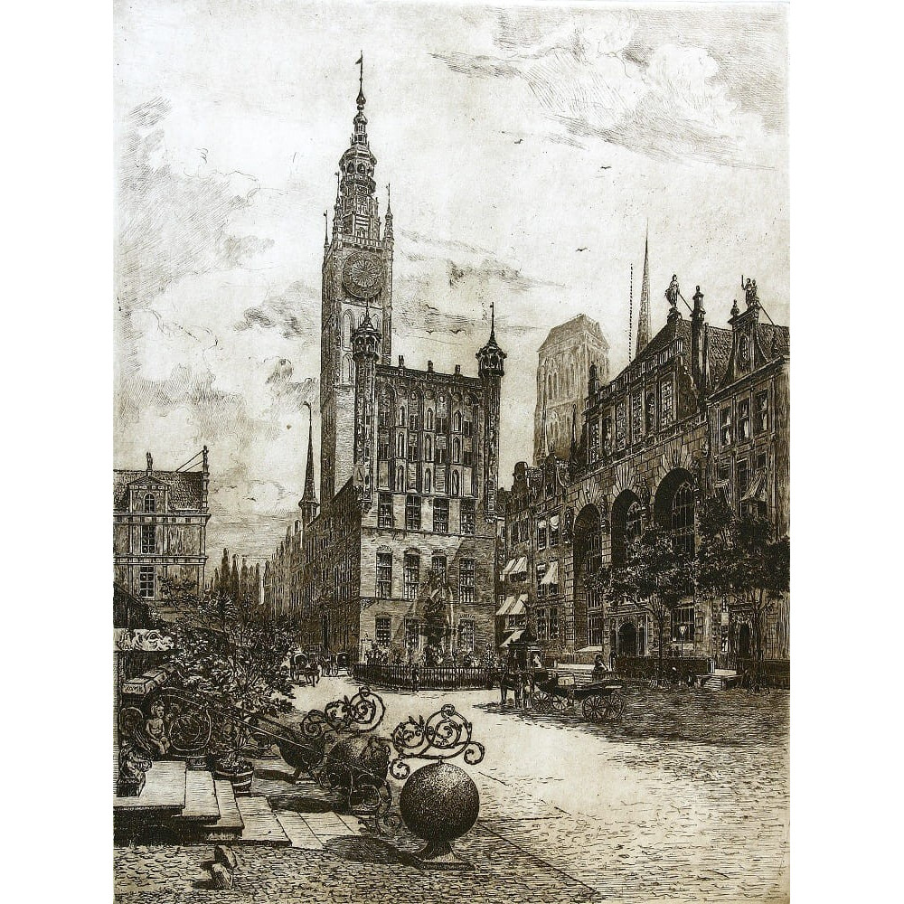 Gdańsk - dorożki na Długim Targu 80×60cm Górecki Wojciech