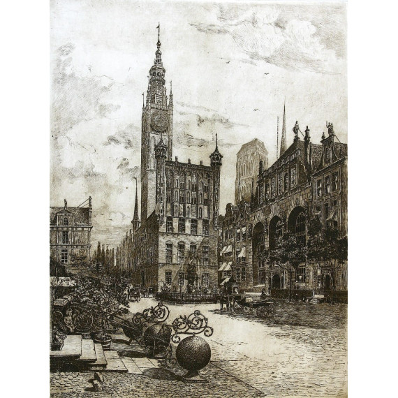 Gdańsk - dorożki na Długim Targu 80×60cm Górecki Wojciech