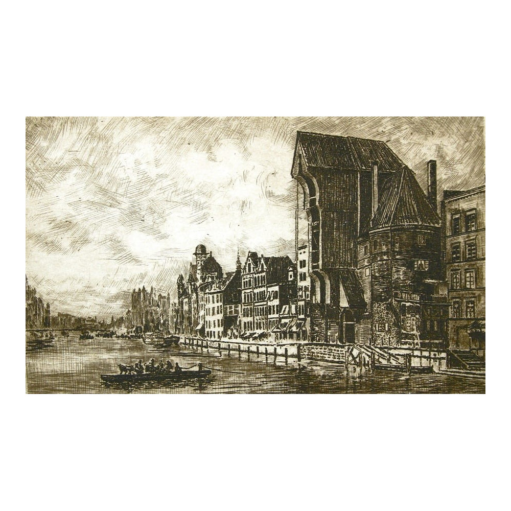 Gdańsk Dlugie Pobrzeże z Żurawiem 18×24cm Górecki Wojciech