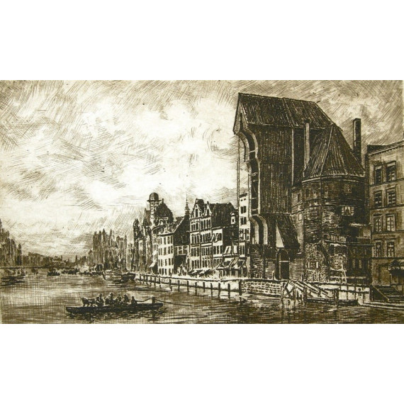 Gdańsk Dlugie Pobrzeże z Żurawiem 18×24cm Górecki Wojciech