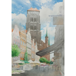 Akwarela - GDANSK UL. PIWNA  - 70×50cm | Grzegorz Wróbel