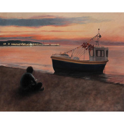 Wyjątkowy pejzaż- Czerwcowa noc na przystani Sopot | 80x100cm