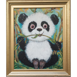 Obraz Panda w złotej ramie 60x50 cm – urocza dekoracja ścienna