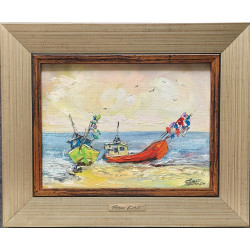 KUTRY NA BRZEGU | Obraz olejny 27x33 cm Floriana Kohuta