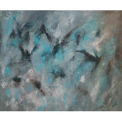 Abstrakcyjny obraz KOLIBRY 120x100 cm - Kinga Żórańska