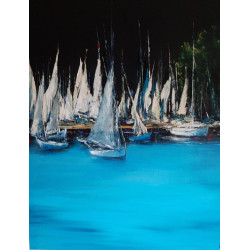 Pejzaż marynistyczny  „Przystań” 80x100 cm – Kinga Żórańska