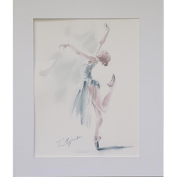 Baletnica w błękicie 42x34 cm - akwarela Tatiany Majewskiej