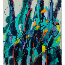 Turkusowy las - 81x74 cm, Akryl na płótnie - Marek Wróbel