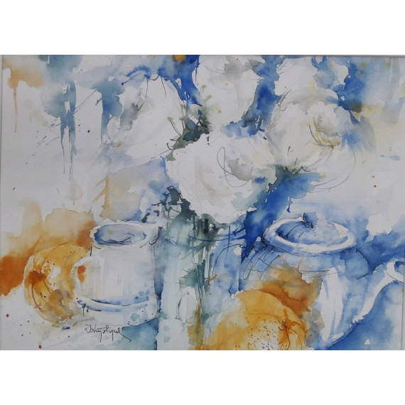 Martwa natura żółto-niebieska Lubański Krystyna