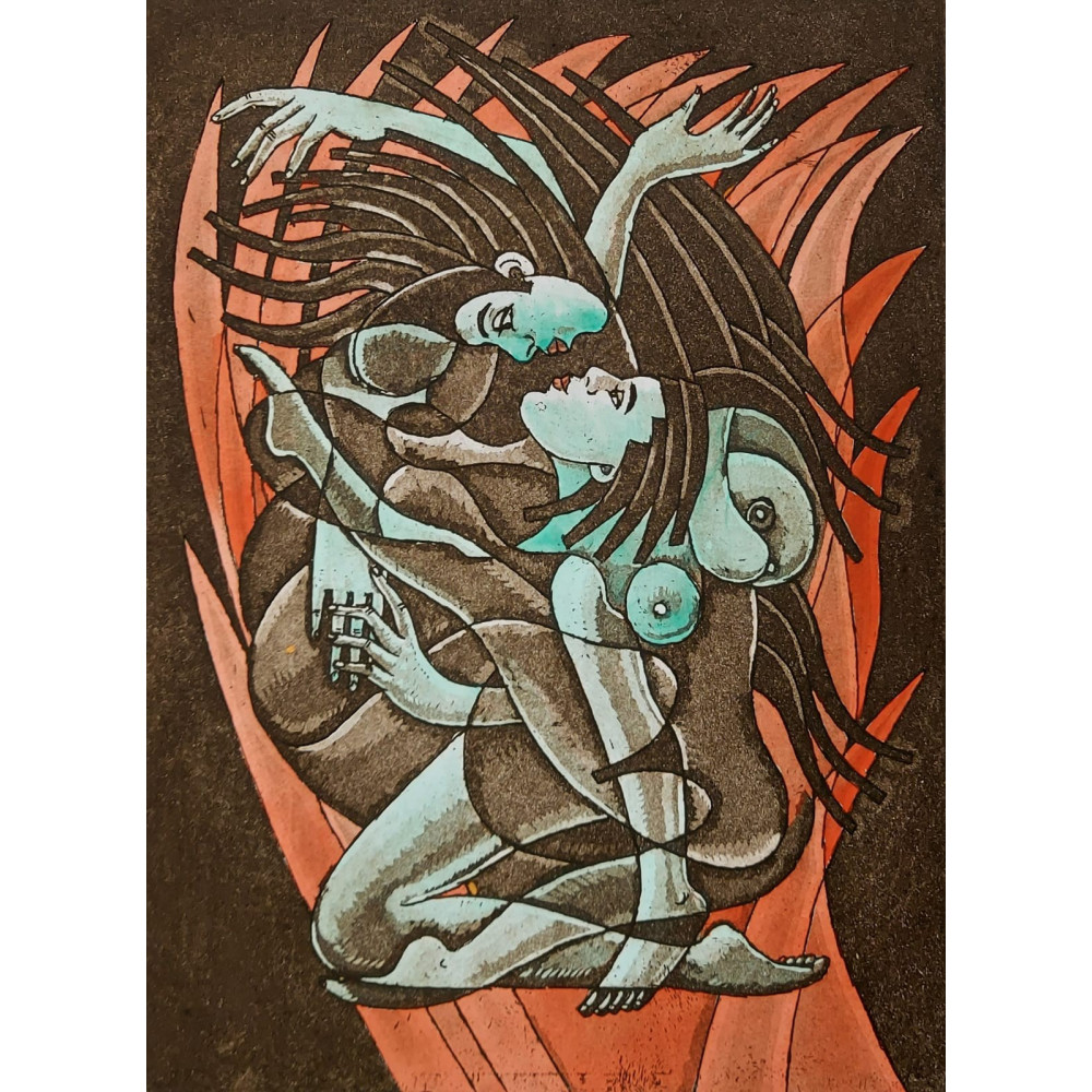 POCAŁUNEK W PŁOMIENIACH (2012) 40x30 cm Tumielewicz Czesław