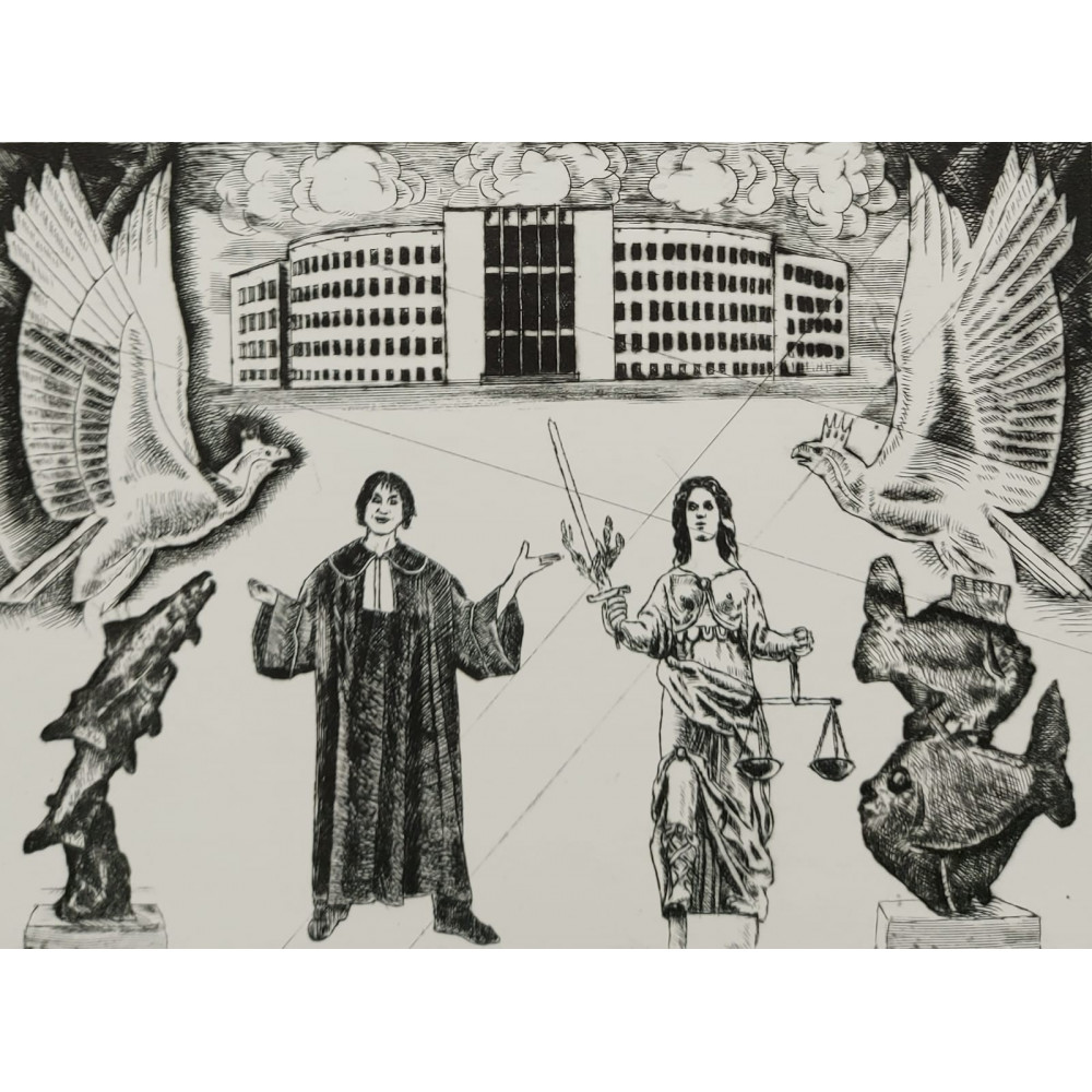 GMACH SĄDU I TEMIDA 40x30 cm Tumielewicz Czesław